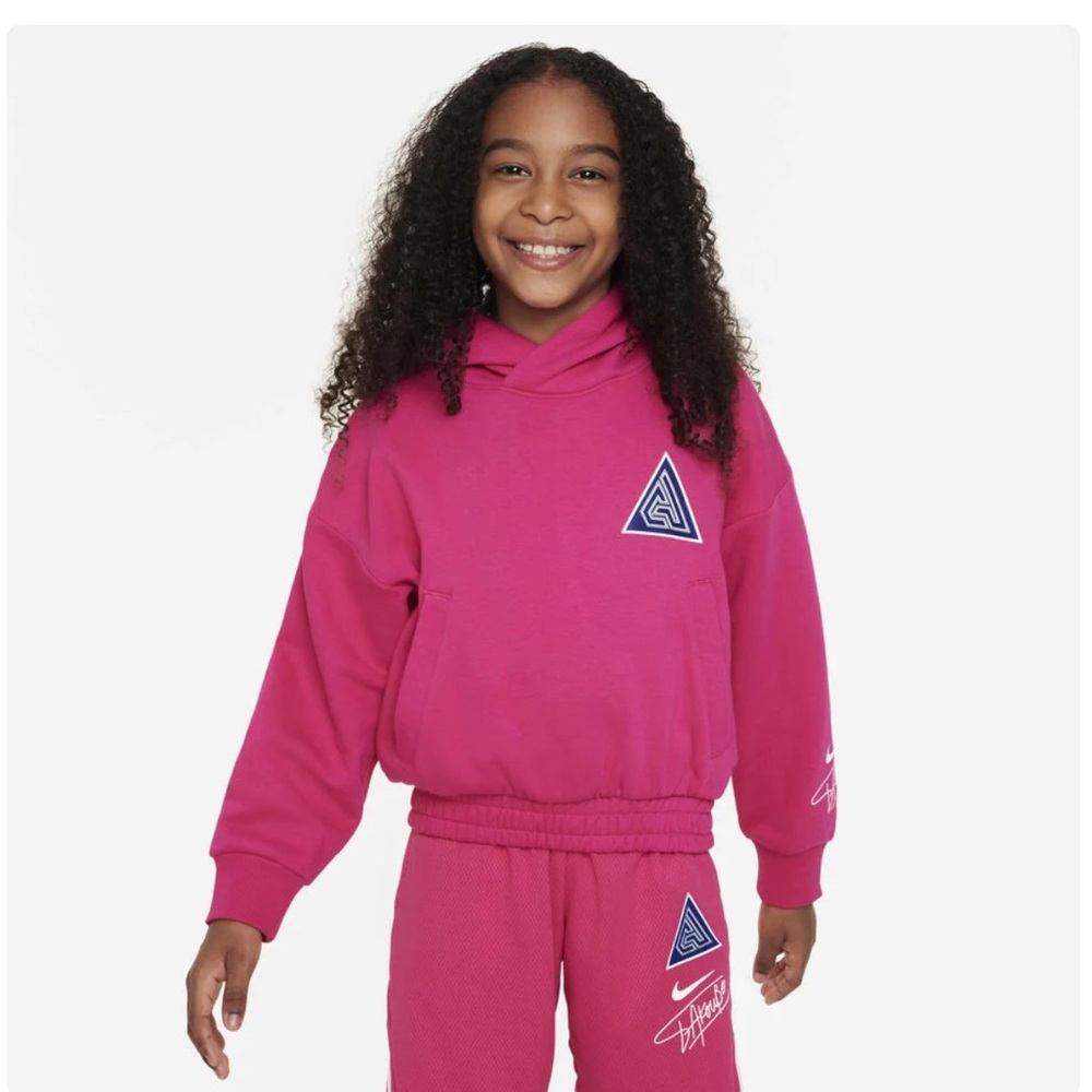 Nike Giannis Antetokounmpo Hoodie Hooded Sweatshirt Youth Kids Girls’ XL Pink